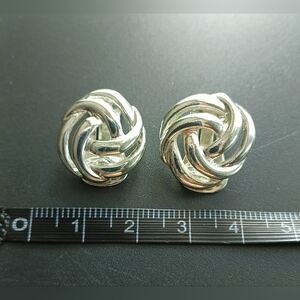 Elegant Silver Knot Clip-on Earrings